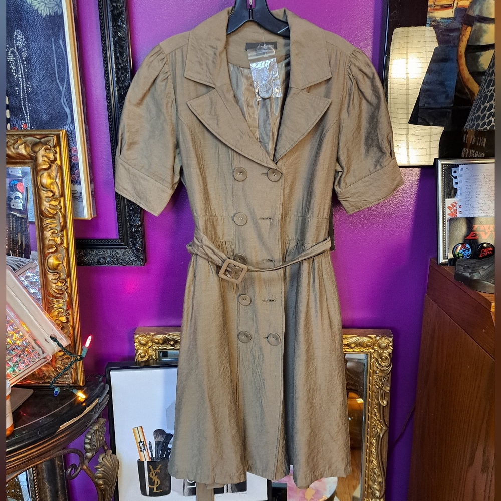 Twenty-One Elegant Tan Double-Breasted Jacket Dress.